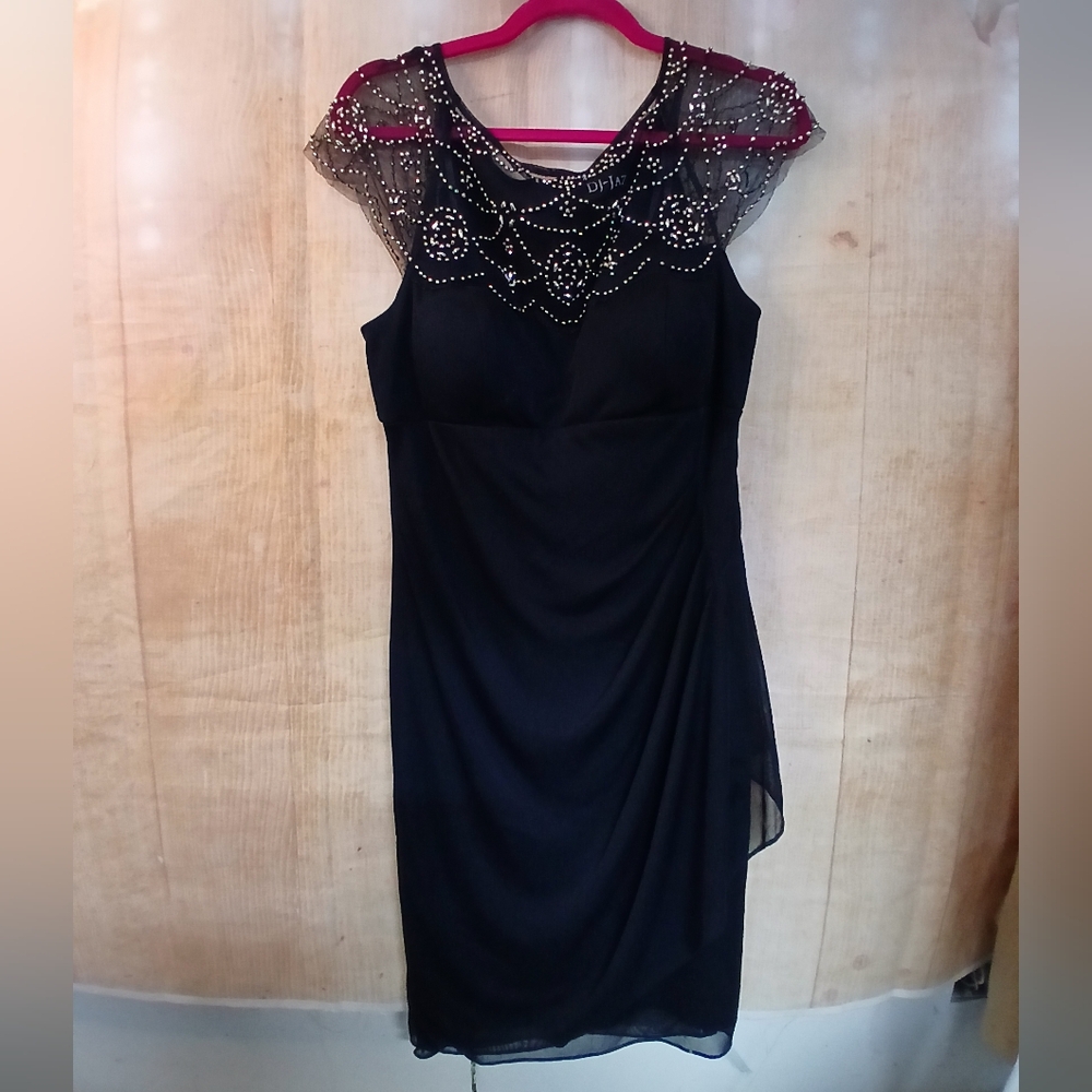 Elegant Blue Dress with Beaded Detail